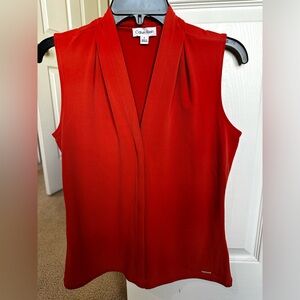 Calvin Klein V-Neck Red Blouse